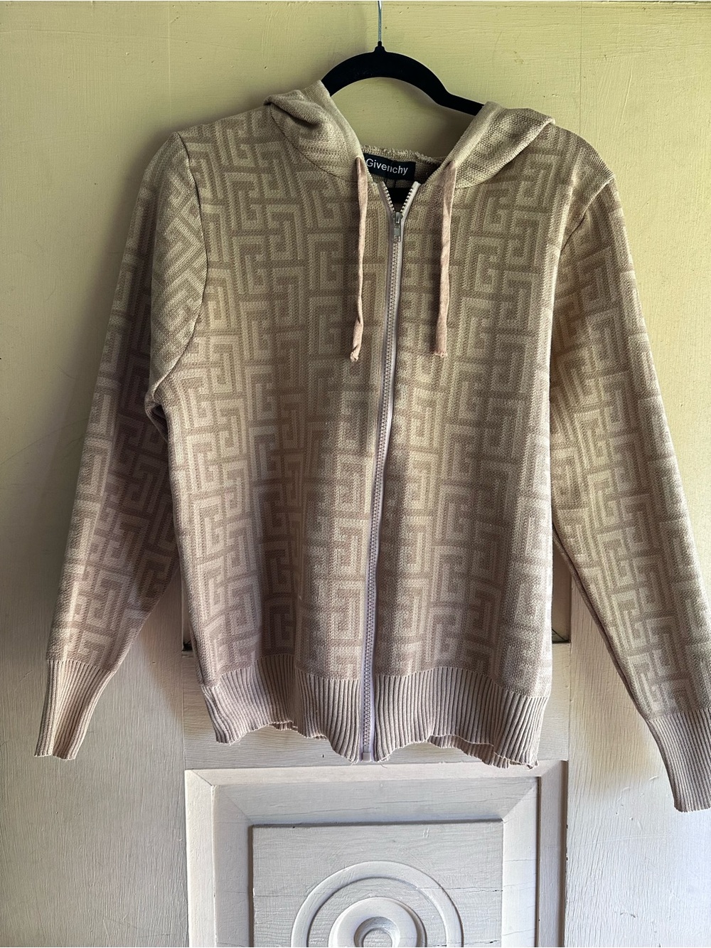 Givenchy Beige Cream Monogram Zip Hoodie